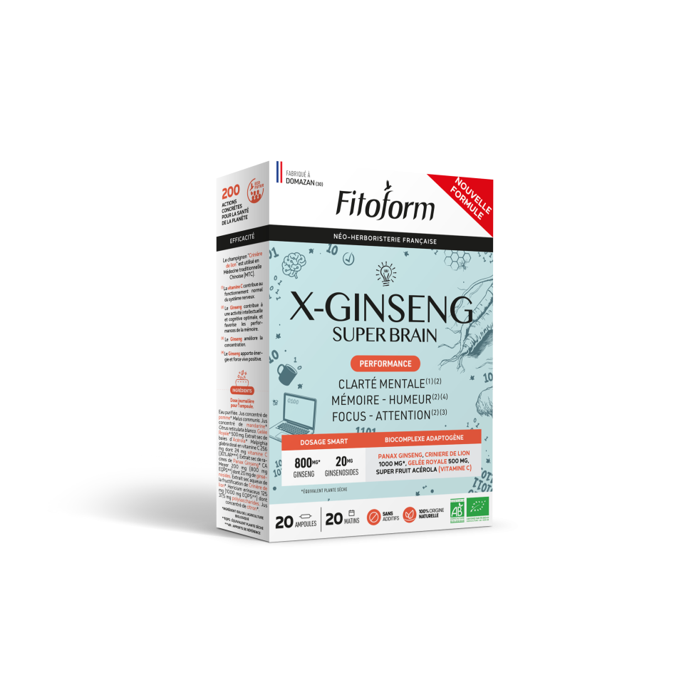 X-GINSENG SUPER BRAIN Bio 20 ampoules – Énergie & Mental – Fitoform