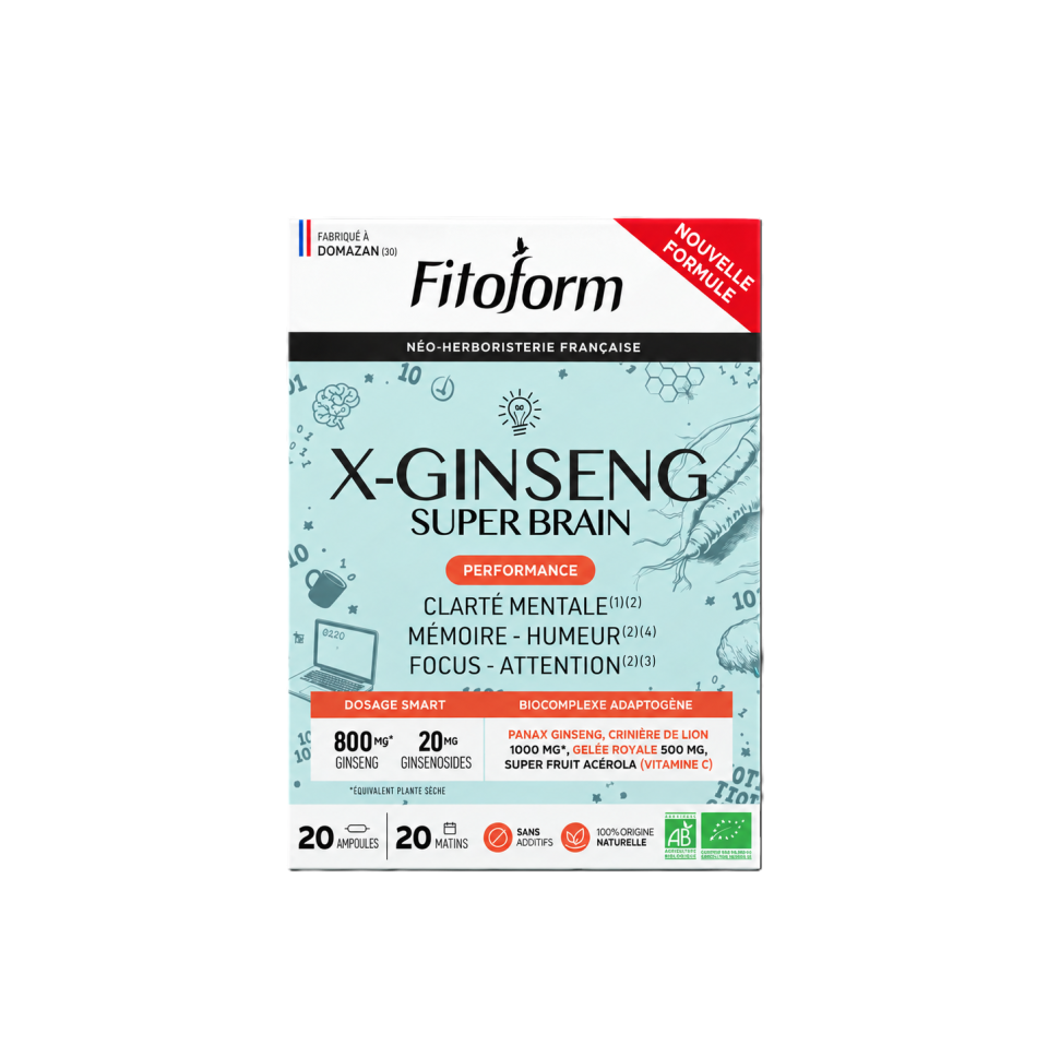 X-GINSENG SUPER BRAIN Bio 20 ampoules – Énergie & Mental – Fitoform